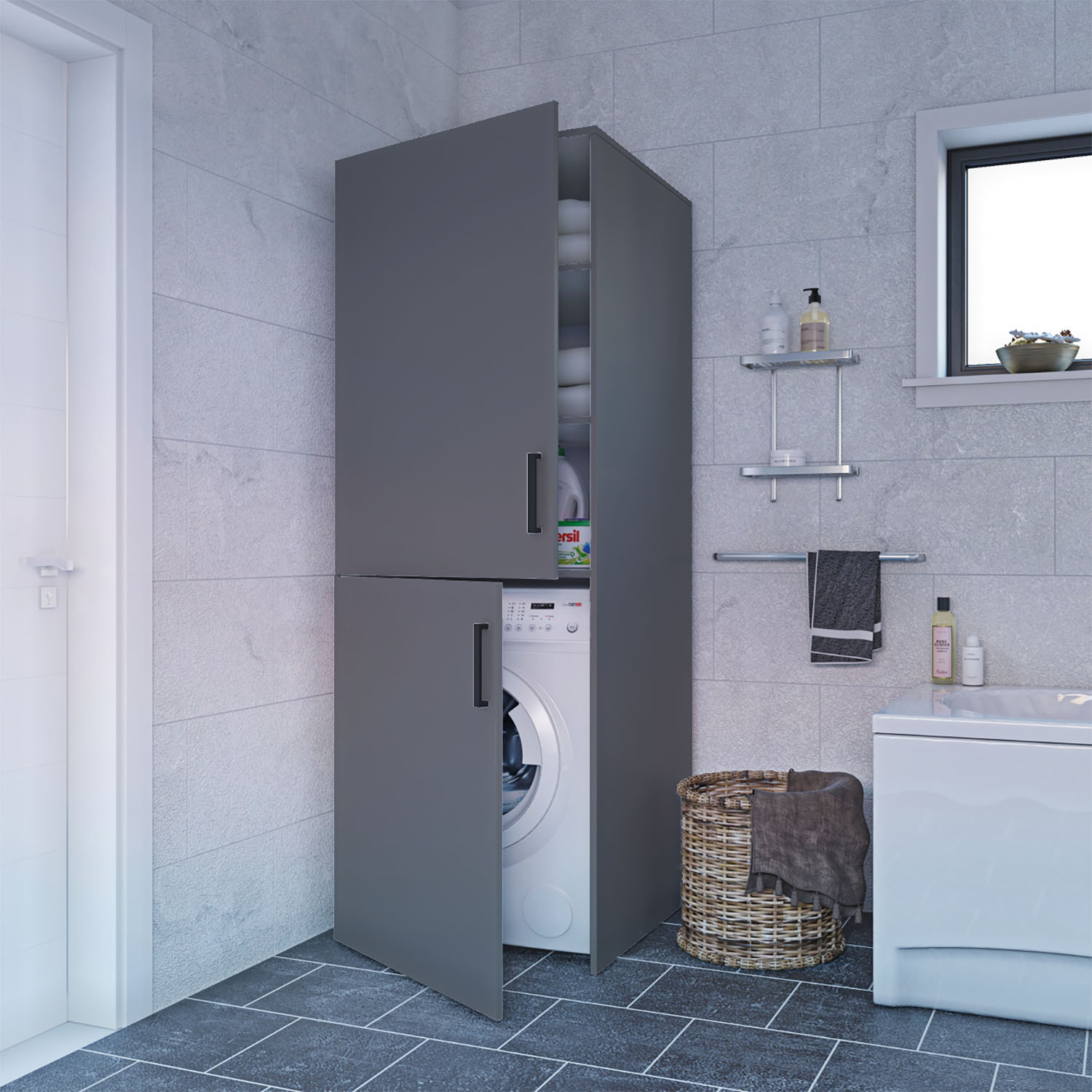 alpha-GR-LAUNDRY-2-9425 ΝΤΟΥΛΑΠΑ ΠΛΥΝΤΗΡΙΟΥ LAUNDRY ΓΡΑΦΙΡΗΣ 70X68X190CM