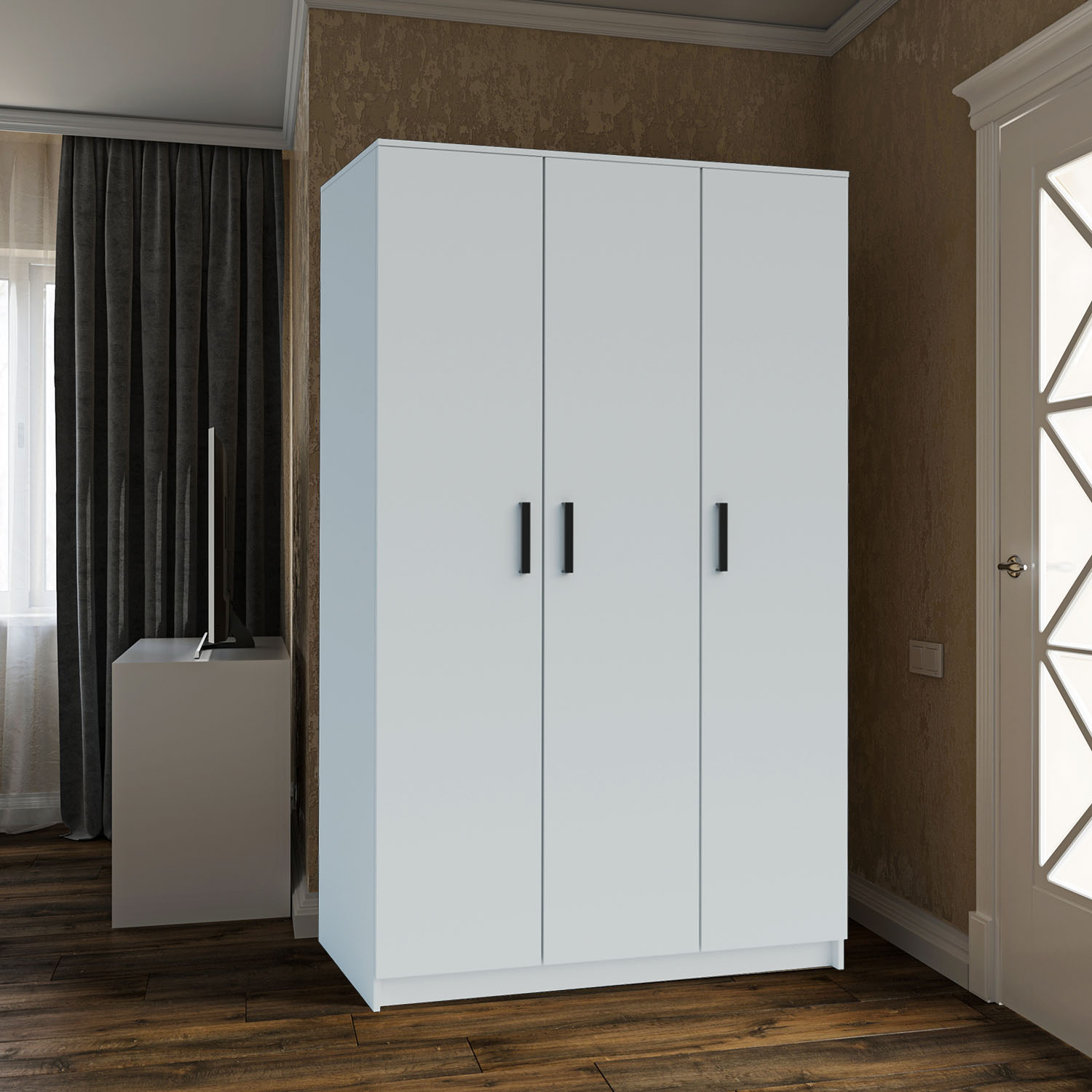 alpha-GR-SIM3D-1-9615 ΝΤΟΥΛΑΠΑ ΤΡΙΦΥΛΛΗ SIMPLE ΛΕΥΚΗ 120X52X205CM
