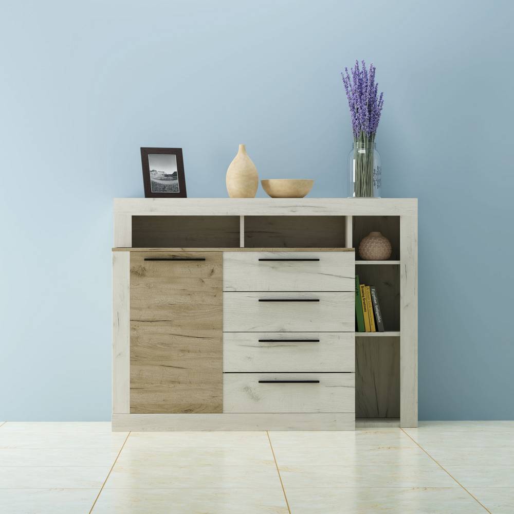alpha-SO-MILANA140-2330 ΜΠΟΥΦΕΣ MILANA ΛΕΥΚΟ-ΓΚΡΙ ΔΡΥΣ 140.2X46.5X107.3ΕΚ