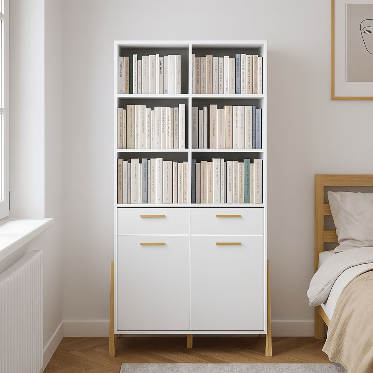 alpha-TO-BELLE2D2SWHITE-14693 ΒΙΒΛΙΟΘΗΚΗ BELLE ΛΕΥΚΟ 102.5X41X197CM