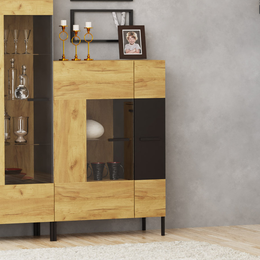 alpha-TO-SANTES1W1D-2953 ΒΙΤΡΙΝΑ SANTES ΧΡΥΣΟ ΔΡΥΣ-ΓΡΑΦΙΤΗΣ 90X42X134.50CM