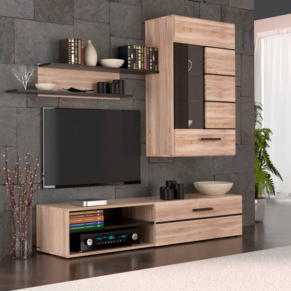 alpha-TO-SOLOSET1-3008 ΣΥΝΘΕΣΗ ΤΗΛΕΟΡΑΣΗΣ SOLO 228X41X184CM SONOMA ΜΕ WENGE ΚΑΙ MDF ΚΑΜΠΥΛΩΤΟ ΤΕΛΕΙΩΜΑ