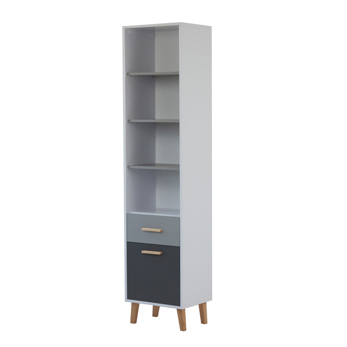 alpha-TO-TIMMY1D1S-14622 ΒΙΒΛΙΟΘΗΚΗ TIMMY ΛΕΥΚΟ-ΓΡΑΦΙΤΗ-ΓΚΡΙ 46.8X36X199CM