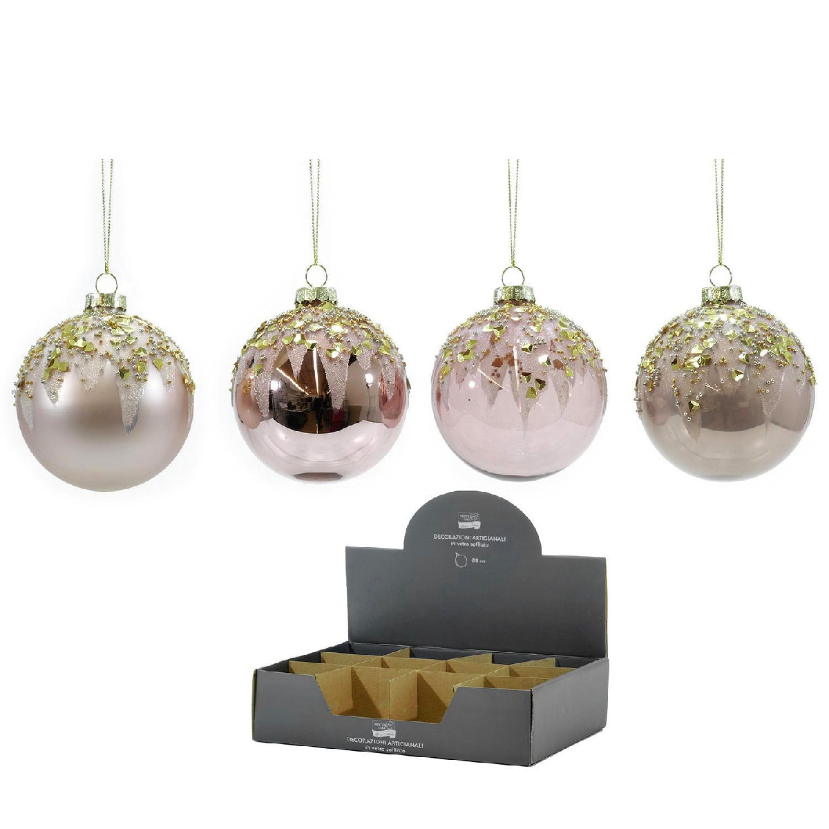 Artelibre - 06511810 ΜΠΑΛΑ ΜΕ GLITTER ΔΙΑΚΟΣΜΗΣΗ ΡΟΖ ΓΥΑΛΙ Φ8CM ΣΕ 4 ΣΧΕΔΙΑ