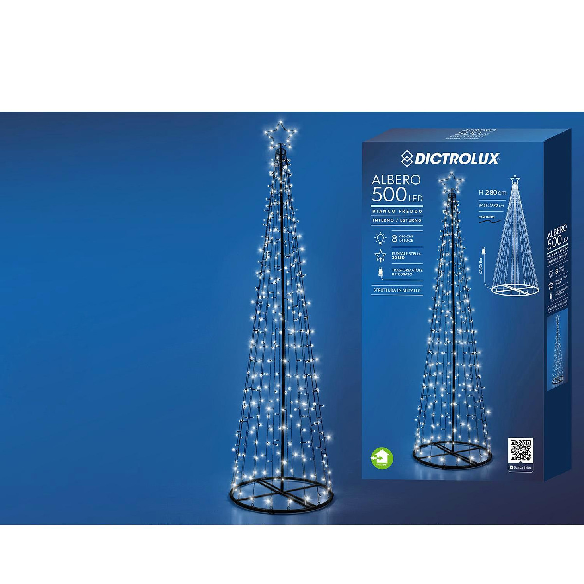 Artelibre - 06512088 500 LED ΔΕΝΤΡΑΚΙ ΕΣΩΤ. & ΕΞΩΤ. ΧΩΡΟΥ ΜΕ 8 ΠΡΟΓΡΑΜΜΑΤΑ ΚΑΙ ΜΕΤΑΣΧΗΜΑΤΙΣΤΗ ΨΥΧΡΟ ΛΕΥΚΟ ΦΩΣ Φ70X280CM