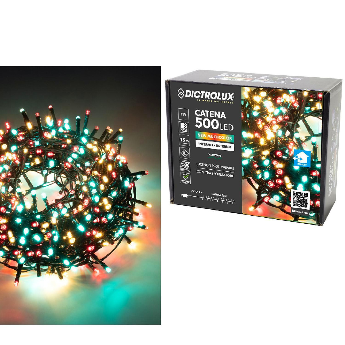 Artelibre - 06512094 500 LED ΕΣΩΤ. & ΕΞΩΤ. ΧΩΡΟΥ ΜΕ 8 ΠΡΟΓΡΑΜΜΑΤΑ ΚΑΙ ΜΕΤΑΣΧΗΜΑΤΙΣΤΗ ΠΟΛΥΧΡΩΜΟ ΦΩΣ ΠΡΑΣΙΝΟ ΚΑΛΩΔΙΟ ΜΗ ΕΠΕΚΤΕΙΝΟΜΕΝΟ IP44 31V