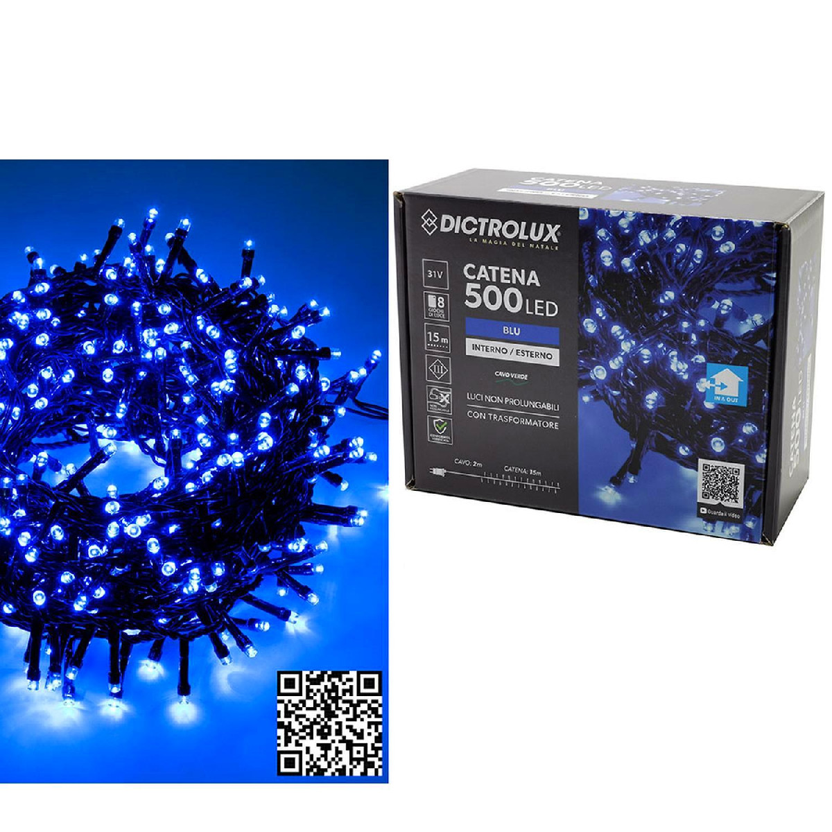 Artelibre - 06512097 500 LED ΕΣΩΤ. & ΕΞΩΤ. ΧΩΡΟΥ ΜΕ 8 ΠΡΟΓΡΑΜΜΑΤΑ ΚΑΙ ΜΕΤΑΣΧΗΜΑΤΙΣΤΗ ΜΠΛΕ ΦΩΣ ΠΡΑΣΙΝΟ ΚΑΛΩΔΙΟ ΜΗ ΕΠΕΚΤΕΙΝΟΜΕΝΟ IP44 31V 17M