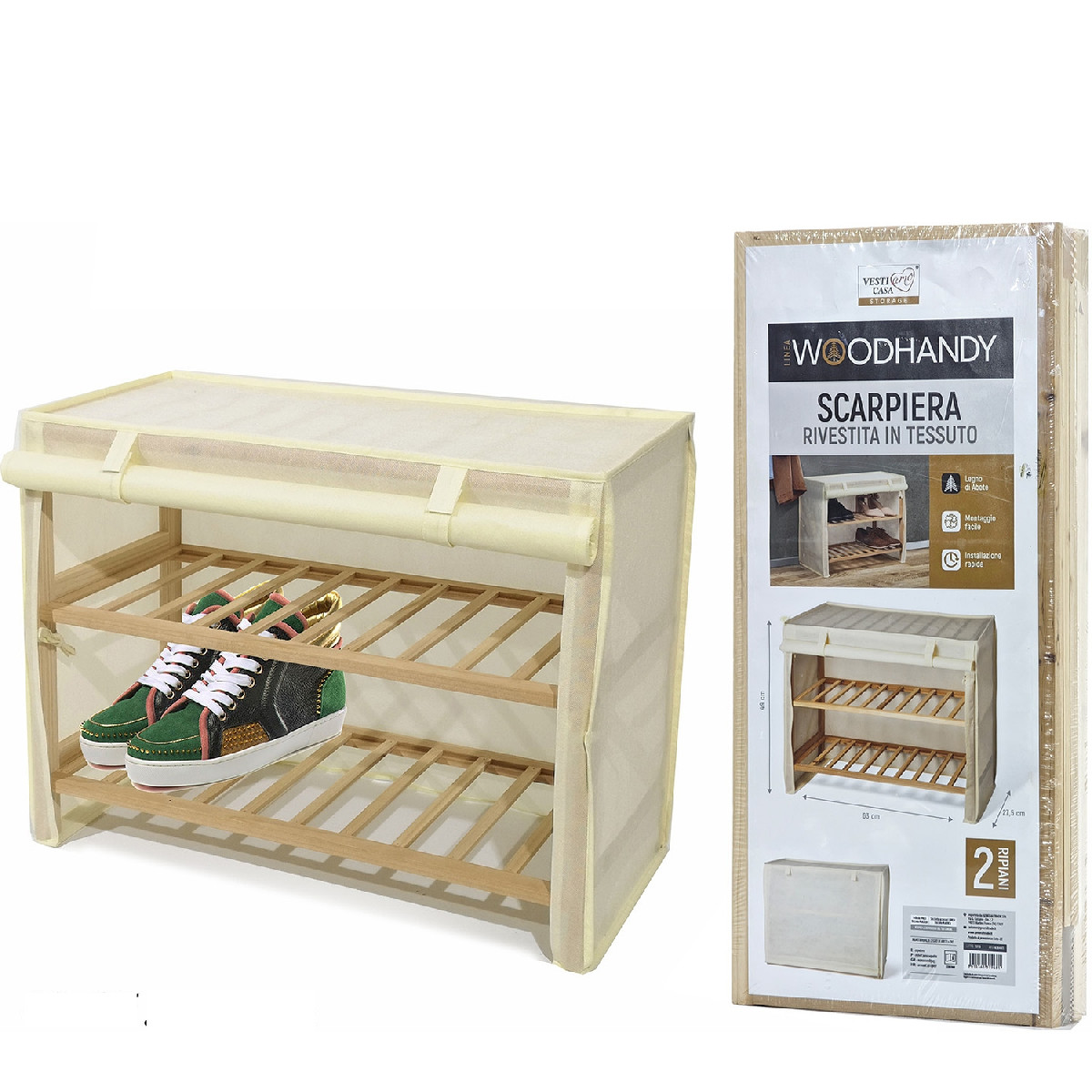 Artelibre - 06512598 ΠΑΠΟΥΤΣΟΘΗΚΗ ARTELIBRE WOODHANDY BEIGE/ΥΦΑΣΜΑ/ΞΥΛΟ 63X27.5X49CM 2ΤΜΧ