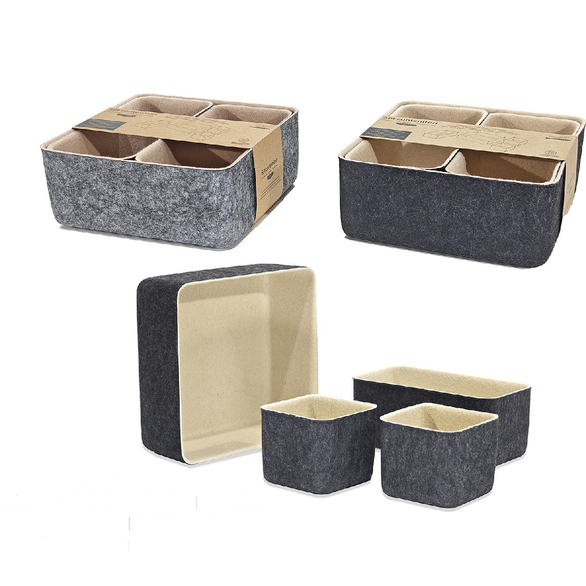 Artelibre - 06512633 ΣΕΤ ΚΑΛΑΘΙΑ ARTELIBRE ΑΝΘΡΑΚΙ/ΜΠΕΖ ΤΣΟΧΑ 25X25X10.5CM/24X12X9.5CM/12X12X9.5CM 4ΤΜΧ ΣΕ 2 ΣΧΕΔΙΑ