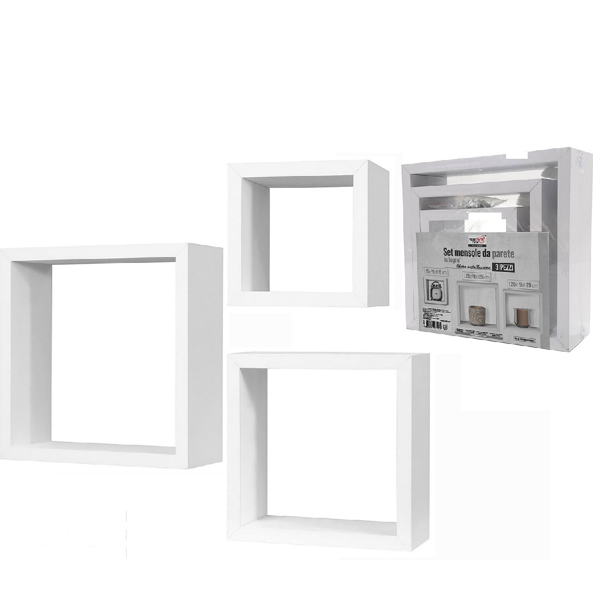 Artelibre - 06512703 ΣΕΤ ΡΑΦΙΑ ΚΥΒΙΚΑ ARTELIBRE ΛΕΥΚΑ ΞΥΛΟ 25X25X9CM/20X20X9CM/15X15X9CM 3ΤΜΧ