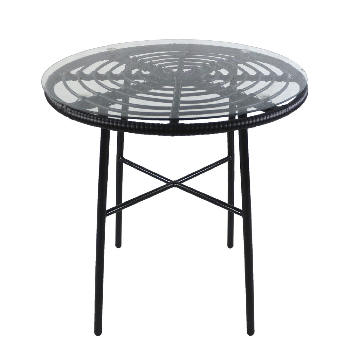 Artelibre - 14510043 ΤΡΑΠΕΖΙ ΚΗΠΟΥ ARTELIBRE APPIUS ΜΑΥΡΟ ΜΕΤΑΛΛΟ/RATTAN/ΓΥΑΛΙ 70X70X74CM