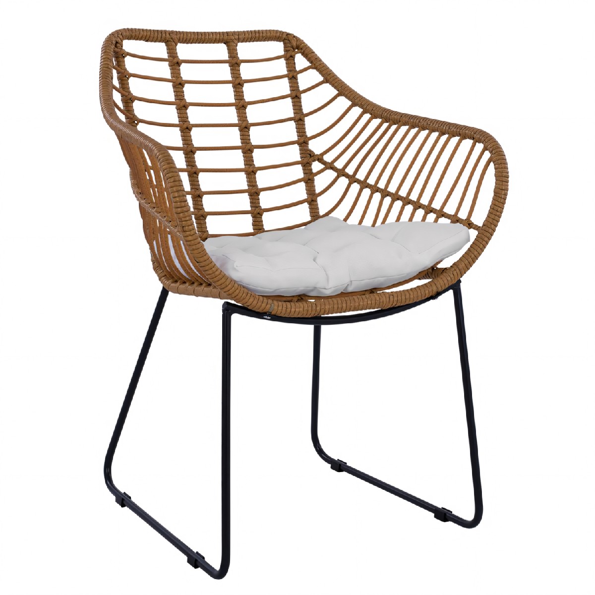 Artelibre - 14510058 ΠΟΛΥΘΡΟΝΑ ΚΗΠΟΥ ARTELIBRE ABURIUS ΦΥΣΙΚΟ/ΜΑΥΡΟ RATTAN/ΜΕΤΑΛΛΟ 63X60X83.5CM