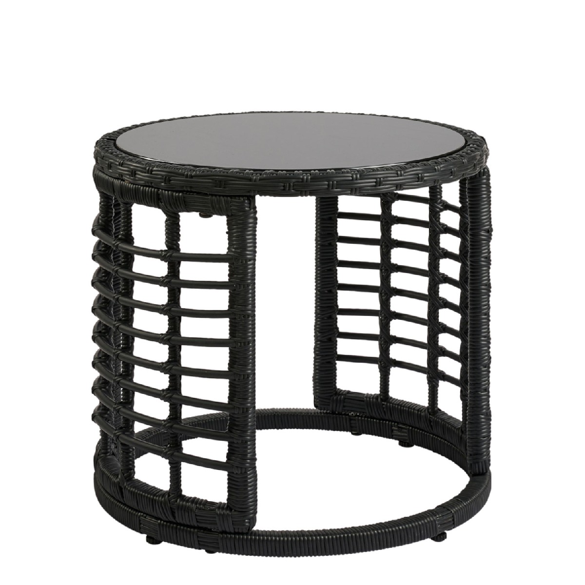 Artelibre - 14510063 ΤΡΑΠΕΖΑΚΙ ΚΗΠΟΥ ARTELIBRE AURIUS ΜΑΥΡΟ RATTAN/ΓΥΑΛΙ Φ45X40CM