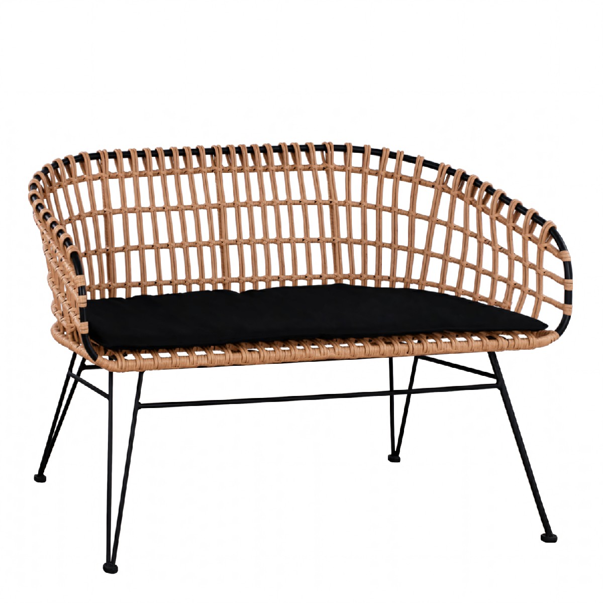 Artelibre - 14510064 ΚΑΝΑΠΕΣ ΚΗΠΟΥ ARTELIBRE ARVENIUS ΦΥΣΙΚΟ/ΜΑΥΡΟ RATTAN 124X57X77CM