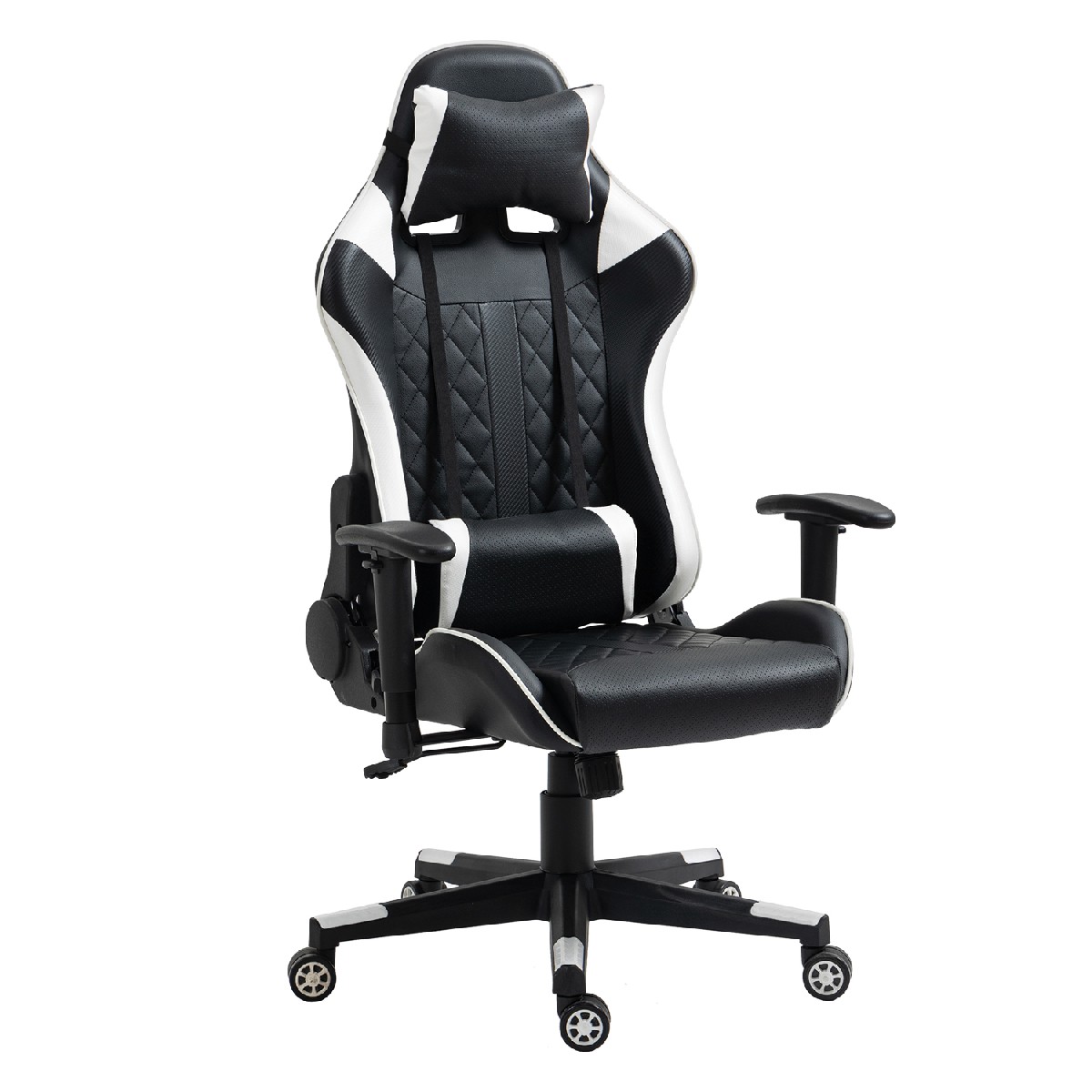 Artelibre - 14730002 ΚΑΡΕΚΛΑ ΓΡΑΦΕΙΟΥ ARTELIBRE GAMING ENNIS ΜΑΥΡΟ/ΛΕΥΚΟ PVC 70X55X122-131CM