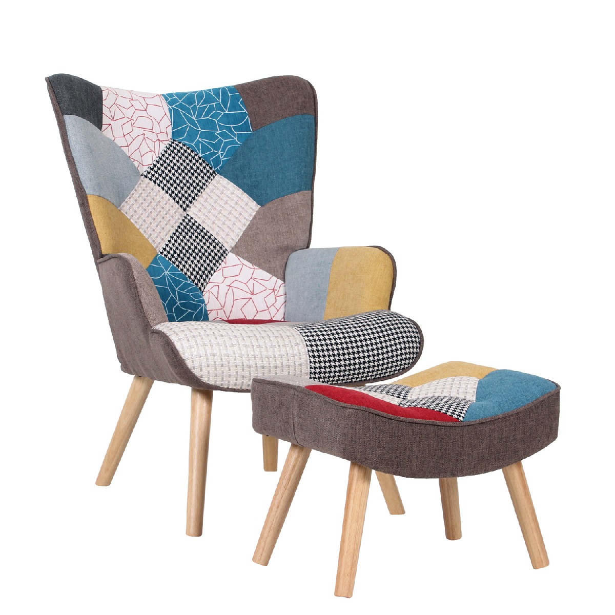Artelibre - 14770007 ΠΟΛΥΘΡΟΝΑ ΜΠΕΡΖΕΡΑ ΜΕ ΥΠΟΠΟΔΙΟ BRIAR PATCHWORK ΥΦΑΣΜΑ/ΞΥΛΟ 73X69X96CM