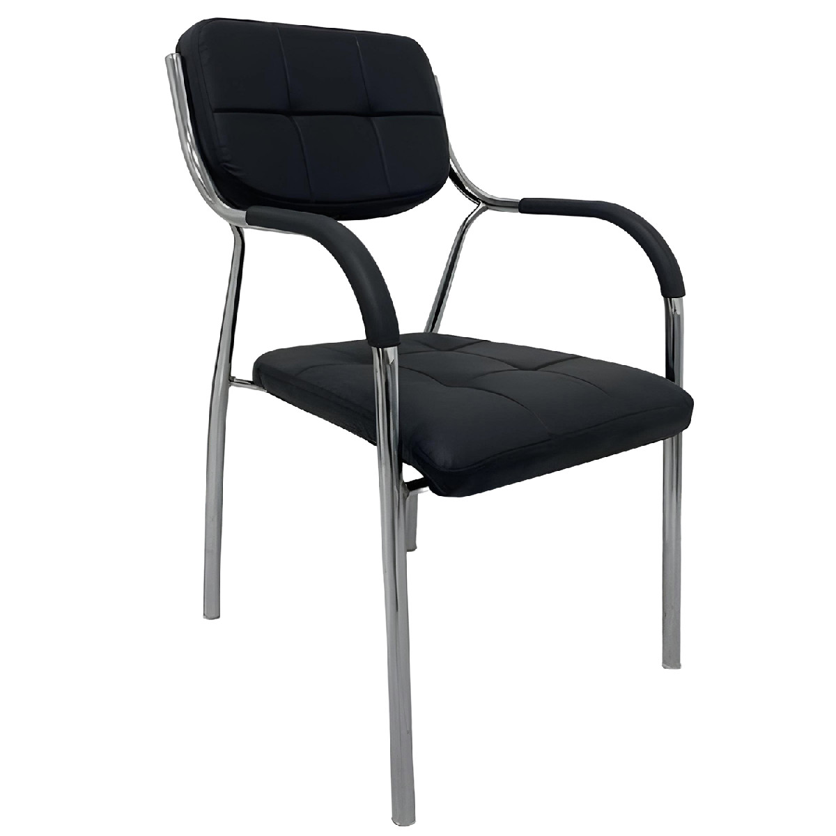 Artelibre - 14960011 ΚΑΡΕΚΛΑ ΕΠΙΣΚΕΠΤΗ GUESTEASE ΜΑΥΡΟ/ΧΡΩΜΙΟ PU/ΜΕΤΑΛΛΟ 48X41X87CM