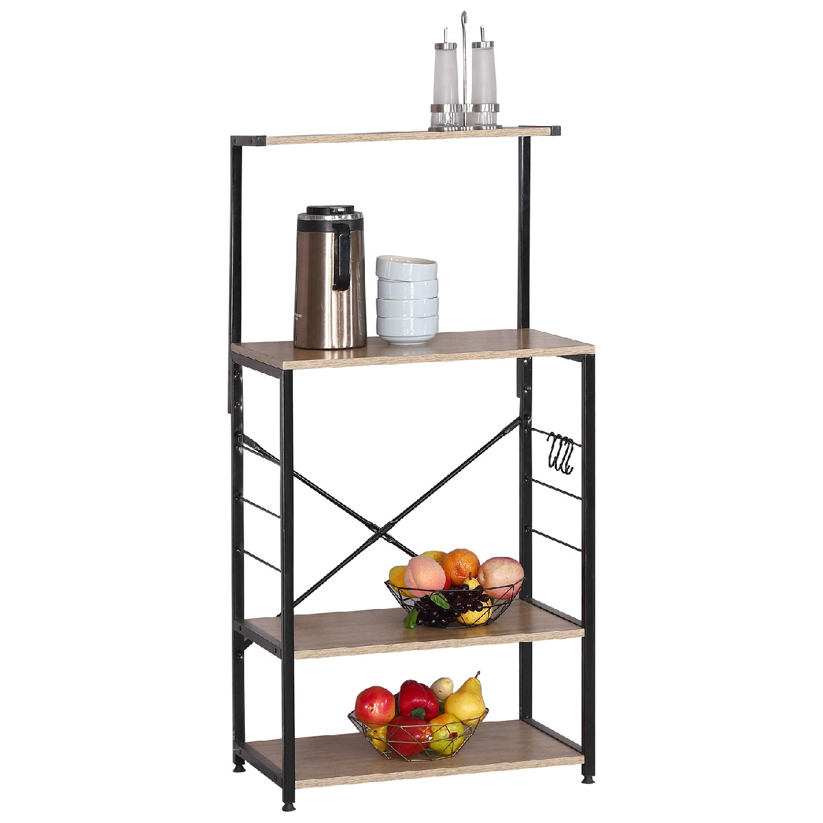 Artelibre - 15340062 ΡΑΦΙΕΡΑ ΚΟΥΖΙΝΑΣ ARTELIBRE GRANTHAM ΔΡΥΣ/ΜΑΥΡΟ ΜΟΡΙΟΣΑΝΙΔΑ/ΜΕΤΑΛΛΟ 60X40X123CM