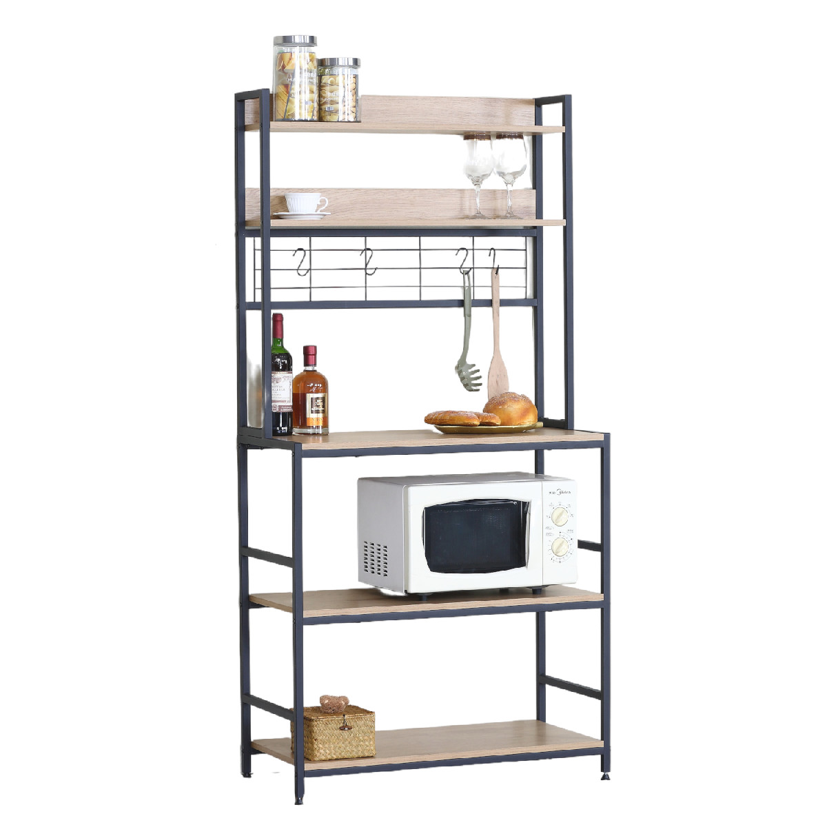 Artelibre - 15340065 ΡΑΦΙΕΡΑ ΚΟΥΖΙΝΑΣ ARTELIBRE INVERMERE ΔΡΥΣ/ΜΑΥΡΟ ΜΟΡΙΟΣΑΝΙΔΑ/ΜΕΤΑΛΛΟ 80X40X170CM