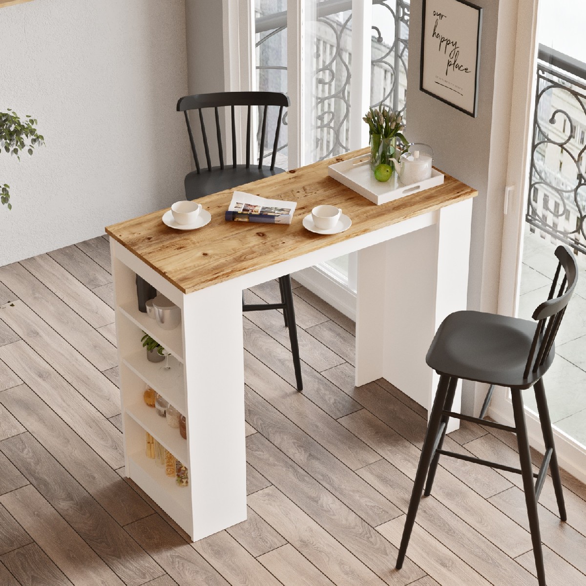Artelibre - 15350082 ΤΡΑΠΕΖΙ BAR ARTELIBRE BROCKLEY ΠΕΥΚΟ/ΛΕΥΚΟ ΜΟΡΙΟΣΑΝΙΔΑ 120X51.6X101.8CM
