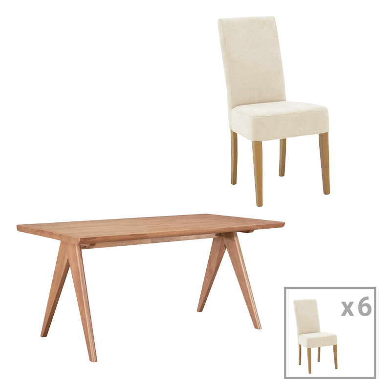 pak-200-001056 ΤΡΑΠΕΖΑΡΙΑ DITTA-WINSLOW PAKOWORLD ΣΕΤ 7ΤΜΧ ΞΥΛΟ RUBBERWOOD ΣΕ ΑΝΟΙΧΤΟ ΚΑΡΥΔΙ ΧΡΩΜΑ 180X85X75ΕΚ
