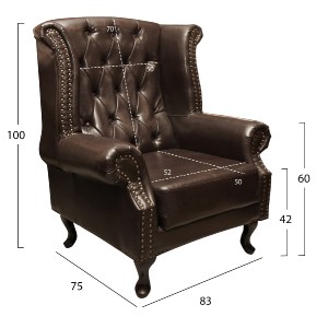 43348 ΠΟΛΥΘΡΟΝΑ-ΜΠΕΡΖΕΡΑ T.CHESTERFIELD POLINA HM0053.01 PU ΣΚ.ΚΑΦΕ 83x75x107 εκ.