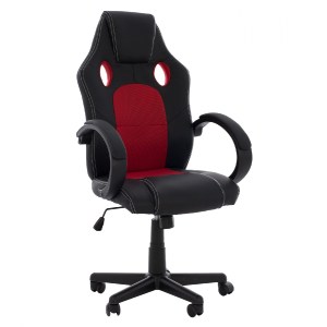 44310 ΚΑΡΕΚΛΑ ΓΡΑΦΕΙΟΥ GAMING BUCKET HM1041.01 ΜΑΥΡΟPU+ΚΟΚΚΙΝΟ MESH 60x62x117 εκ.