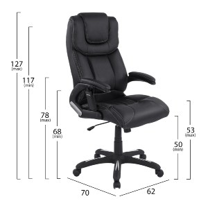44564 ΚΑΡΕΚΛΑ ΓΡΑΦΕΙΟΥ THORIN HM1050.01 ΜΕ MASSAGE ΜΑΥΡΗ HOMEMARKT 62x70x127Y εκ.