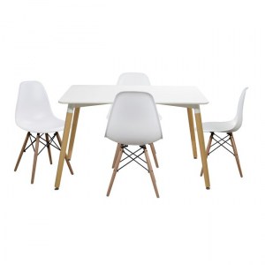 47517 ΣΕΤ ΤΡΑΠΕΖΑΡΙΑ 5Τ ΤΡΑΠΕΖΙ MINIMAL 120Χ80-TWIST ΛΕΥΚΕΣ HM10080.01
