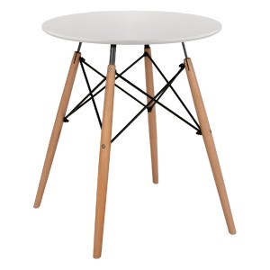 47551 ΤΡΑΠΕΖΙ MINIMAL ΣΤΡΟΓΓΥΛΟ HM0060.01 ΛΕΥΚΟ ΧΡΩΜΑ MDF-ΠΟΔΙΑ ΟΞΙΑΣ ΦΥΣΙΚΟ Φ60Χ72Υεκ.