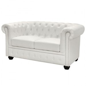 47573 ΚΑΝΑΠΕΣ 2ΘΕΣΙΟΣ T.CHESTERFIELD HM3010.02 ΤΕΧΝΟΔΕΡΜΑ ΛΕΥΚΟ ΜΑΤ