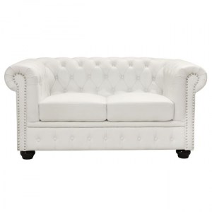 47573 ΚΑΝΑΠΕΣ 2ΘΕΣΙΟΣ T.CHESTERFIELD HM3010.02 ΤΕΧΝΟΔΕΡΜΑ ΛΕΥΚΟ ΜΑΤ