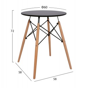53368 ΤΡΑΠΕΖΙ MINIMAL ΣΤΡΟΓΓΥΛΟ HM0060.02 ΜΑΥΡΟ ΧΡΩΜΑ MDF-ΠΟΔΙΑ ΟΞΙΑΣ ΦΥΣΙΚΟ Φ60Χ72Υεκ.