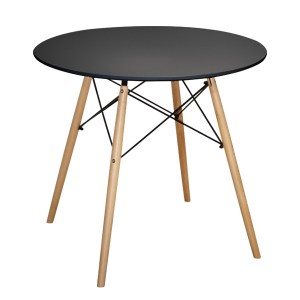 54954 ΤΡΑΠΕΖΙ MINIMAL ΣΤΡΟΓΓΥΛΟ HM0059.02 MDF ΣΕ ΜΑΥΡΟ-ΠΟΔΙΑ ΟΞΙΑΣ ΦΥΣΙΚΟ Φ80Χ72Υεκ.