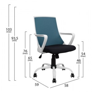 54974 ΚΑΡΕΚΛΑ ΓΡΑΦΕΙΟΥ HM1053.06 ΜΠΛΕ MESH & ΠΟΔΙ ΜΕΤΑΛΛΙΚΟ