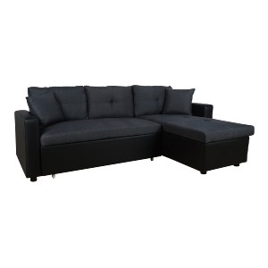 55894 ΚΑΝΑΠΕΣ ΓΩΝΙΑ ΚΡΕΒΑΤΙ WAYNE 220x146x86Υεκ.HM3028.01 ΓΚΡΙ ΜΕ ΜΑΥΡΟ PU