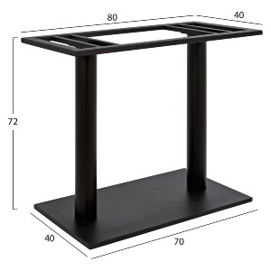 58458 ΒΑΣΗ ΜΕΤΑΛΛΙΚΗ ΔΙΠΛΗ ΜΑΥΡΗ 80Χ40Χ72Υεκ. ΜΕ ΡΕΓΟΥΛΑΤΟΡΟΥΣ HM435