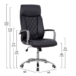 58848 ΚΑΡΕΚΛΑ ΓΡΑΦΕΙΟΥ SHAILA HM1104.01 ΣΕ ΧΡΩΜΑ ΜΑΥΡΟ 64x68x(116-123)cm