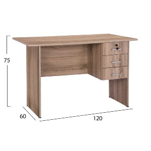 58887 ΓΡΑΦΕΙΟ ΜΕΛΑΜΙΝΗΣ HAYDEN 120x60x75Υεκ. ΜΕ 3 ΣΥΡΤΑΡΙΑ ΣΕ ΧΡΩΜΑ SONAMA HM2268.02