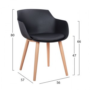 58987 ΚΑΡΕΚΛΑ ΤΡΑΠΕΖΑΡΙΑΣ LUCIE HM8242.02 ΜΑΥΡΗ ΜΕ ΜΕΤΑΛΛΙΚΑ ΠΟΔΙΑ 56Χ57Χ80 ΕΚ