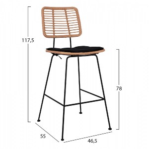 59456 ΣΚΑΜΠΟ ΜΕΤΑΛΛΙΚΟ ΜΕ ΜΑΞΙΛΑΡΙ ALLEGRA HM5455 ΜΕ WICKER ΜΠΕΖ 46,5x55x117,5Υ εκ.