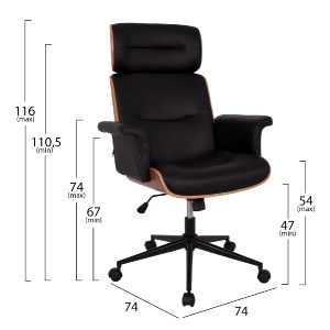 59631 ΚΑΡΕΚΛΑ ΓΡΑΦΕΙΟΥ ΔΙΕΥΘΥΝΤΙΚΗ SUPERIOR PRO HM1108.01 ΚΑΡΥΔΙ-ΜΑΥΡO PU 74x74x116Yεκ.