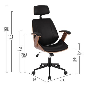 59643 ΚΑΡΕΚΛΑ ΓΡΑΦΕΙΟΥ ΔΙΕΥΘΥΝΤΙΚΗ SUPERIOR PRO HM1109.01 ΚΑΡΥΔΙ-ΜΑΥΡO PU 63x67x123Yεκ.