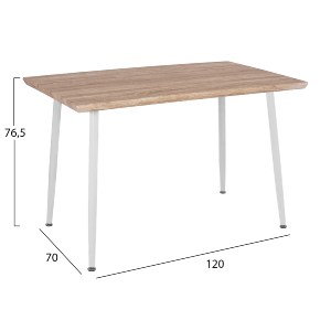 59691 ΤΡΑΠΕΖΙ ΤΡΑΠΕΖΑΡΙΑΣ PALOMA HM8334.02, 120X70X76,5- SONOMA, ΛΕΥΚΑ ΠΟΔΙΑ