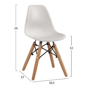 60301 ΚΑΡΕΚΛΑ TWIST KID HM8453.01 ΞΥΛΙΝΑ ΠΟΔΙΑ Κ ΚΑΘΙΣΜΑ PP ΛΕΥΚΟ 30,5Χ33Χ59 ΕΚ