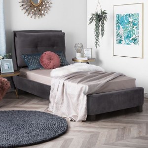 60544 ΚΡΕΒΑΤΙ RILEY 90Χ200 ΜΕ ΥΦΑΣΜΑ ΒΕΛΟΥΔΟ ΓΚΡΙ HM561.01