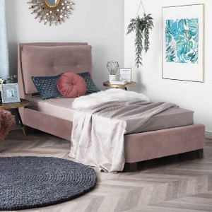 60545 ΚΡΕΒΑΤΙ RILEY 90Χ200 ΜΕ ΥΦΑΣΜΑ ΒΕΛΟΥΔΟ ΣΑΠΙΟ ΜΗΛΟ HM561.02