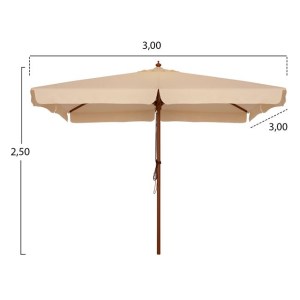 60572 ΟΜΠΡΕΛΑ ΕΠΑΓΓΕΛΜΑΤΙΚΗ WALLER 3,00X3,00X2,50Y ΜΕ ΞΥΛΙΝΟ ΣΚΕΛΕΤΟ HM6022 ΜΠΕΖ