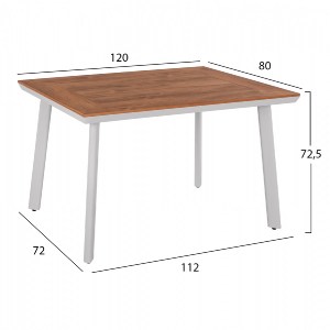 60620 ΤΡΑΠΕΖΙ ΑΛΟΥΜΙΝΙΟΥ TABER ΜΕ POLYWOOD ΛΕΥΚΟ 120x80x72,5Υ εκ. HM5562.01
