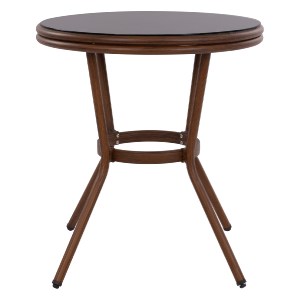 60648 ΤΡΑΠΕΖΙ ΑΛΟΥΜΙΝΙΟΥ MOSES Φ70x76 εκ. BAMBOO LOOK HM5532.03 ΚΑΦΕ ΜΕ ΓΥΑΛΙ